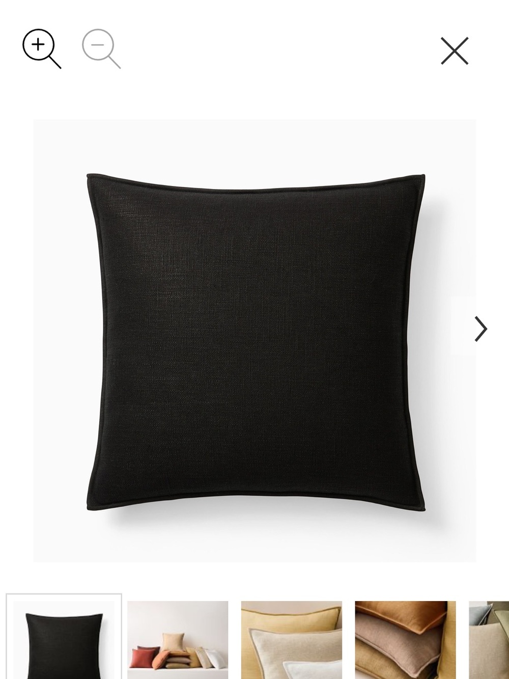 West Elm black linen pillow cover